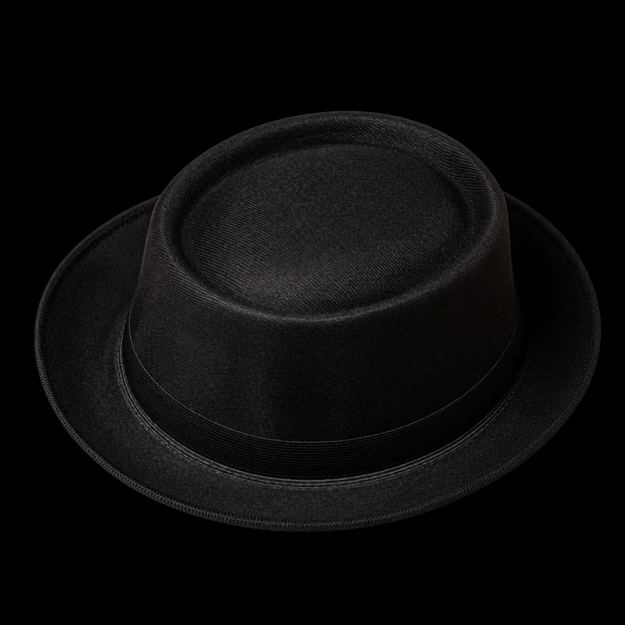 Pork Pie preto em ângulo 3/4